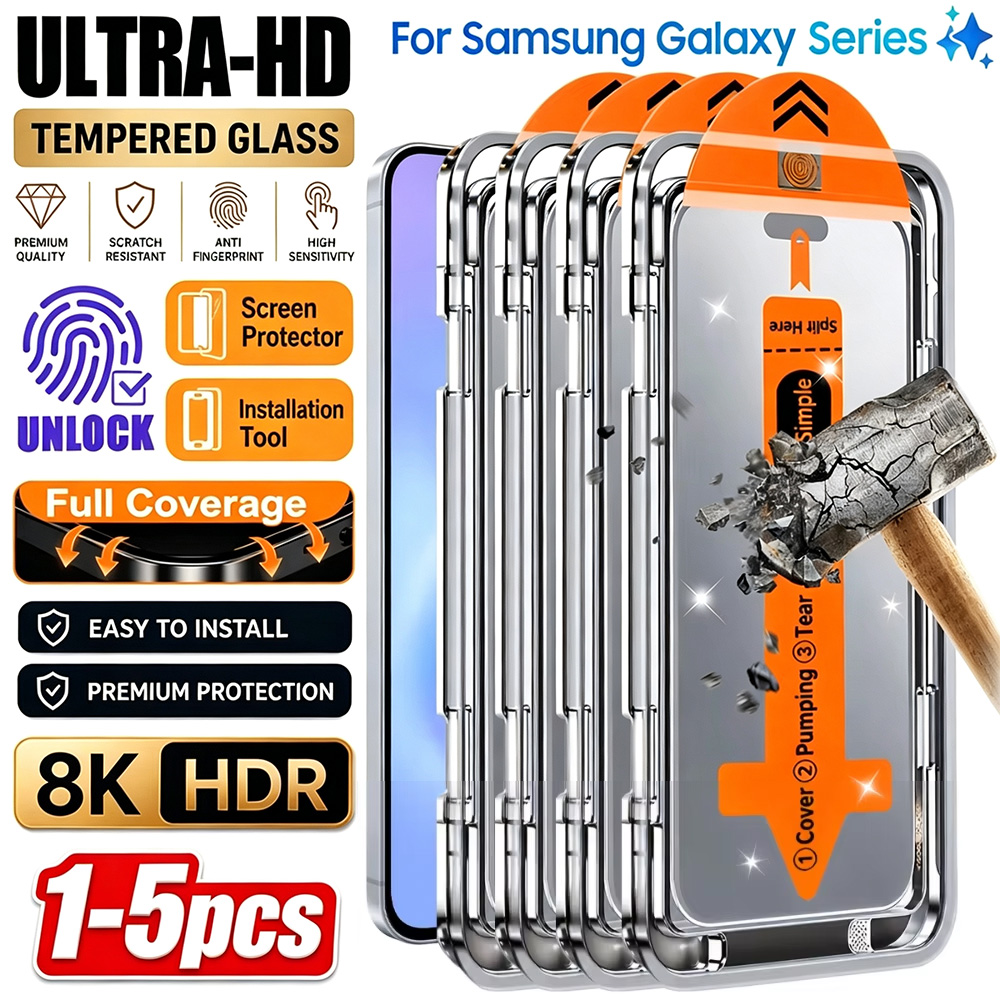 Screen Alignment Tool - NNBILI ฟิล์มกันรอยหน้าจอกระจกนิรภัย HD 1-5 ชิ้น พร้อมเครื่องมือติดตั้งอัตโนมัติ